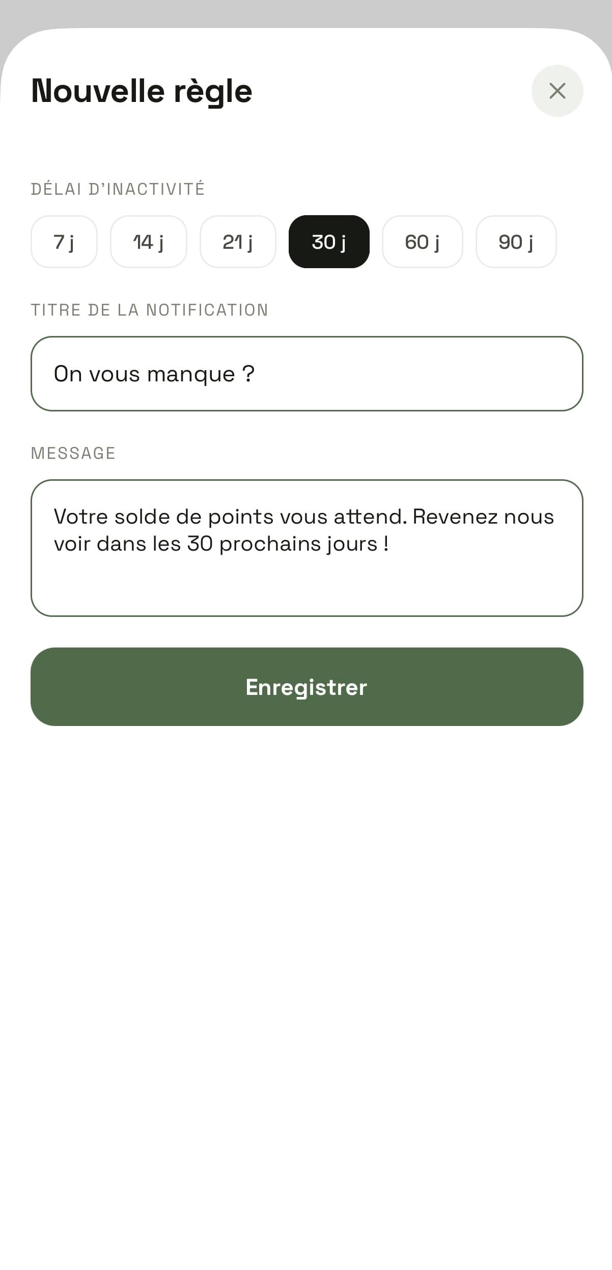 Règle de réactivation automatique