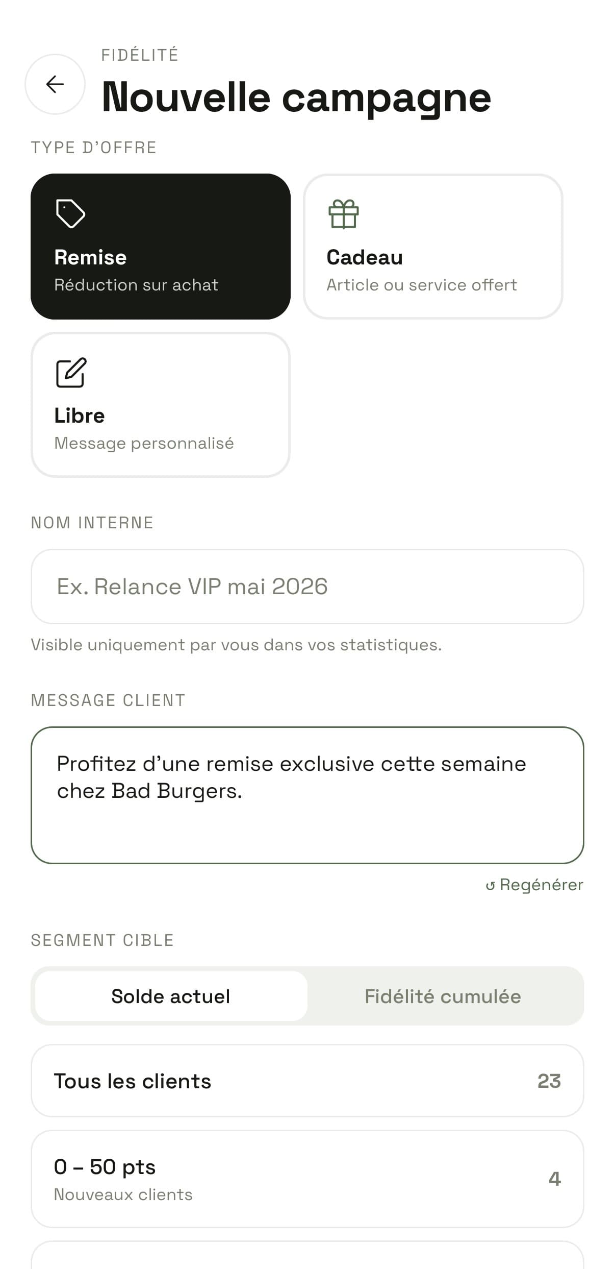 Ciblage d'une campagne par segment
