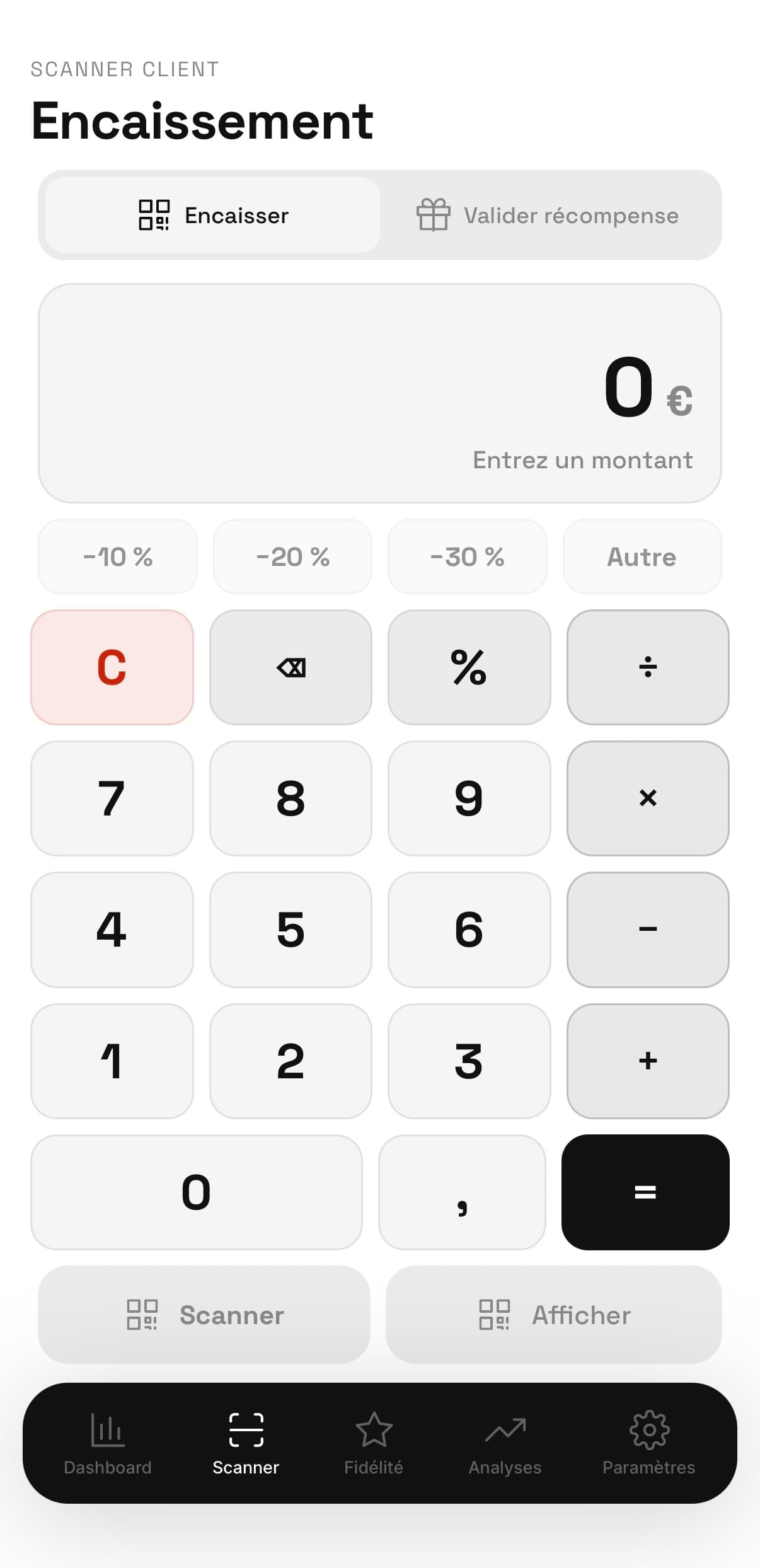 Écran de validation de récompense